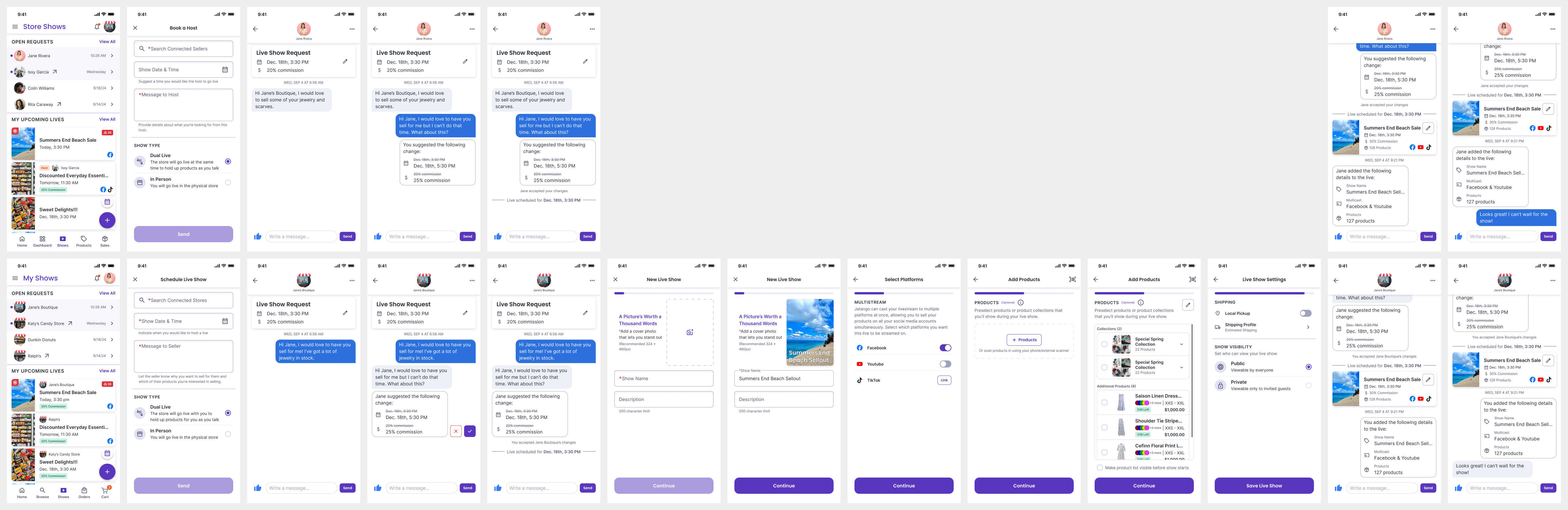Chat-based live show scheduling UI