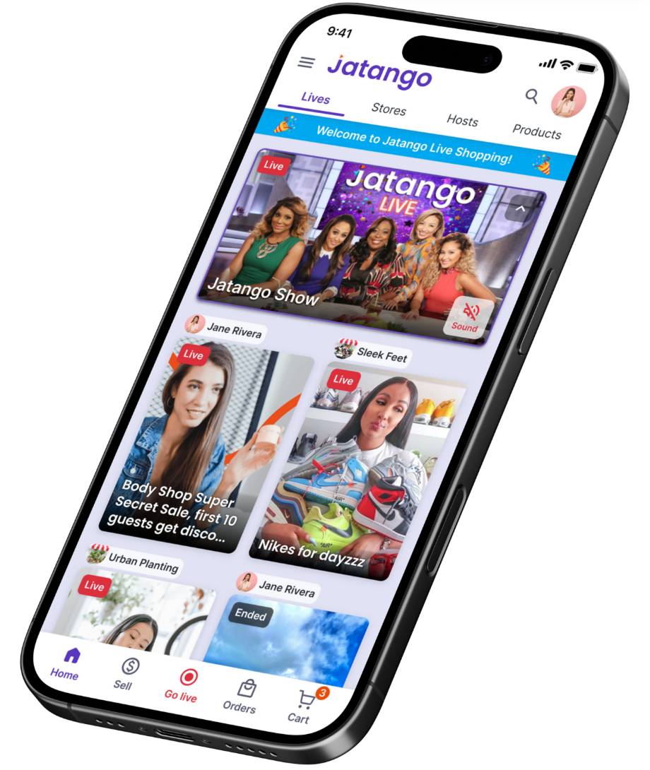 Mobile phone mockup of the Jatango home page